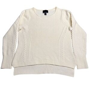 Cynthia Rowley Cream Cable Knit‎ Sweater Wool Blend Textured Pullover XL